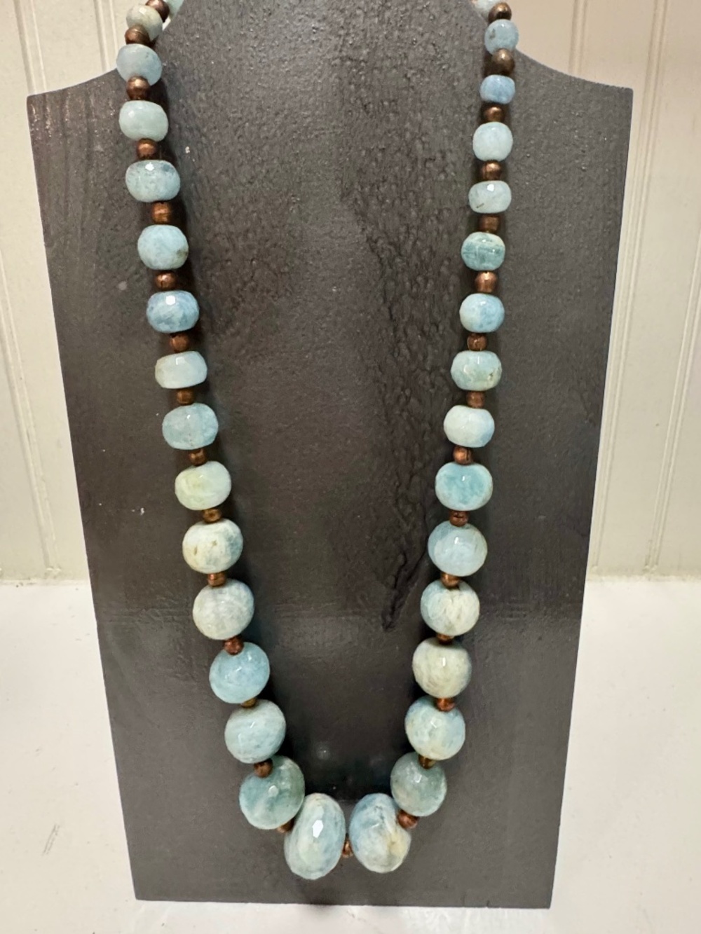 Custom Aquamarine Stones with Copper Necklace - The Only One- Art by Angela